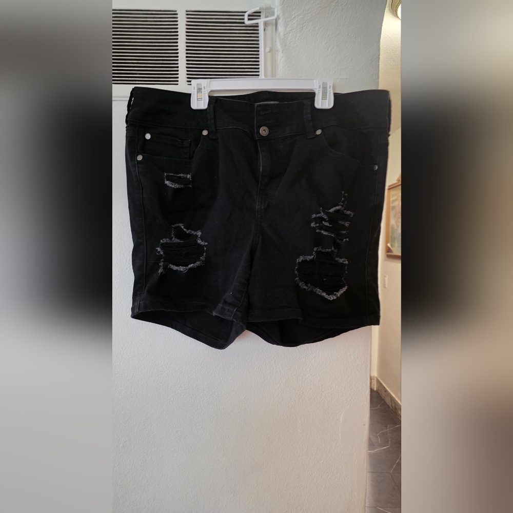 Torrid Black Distressed Jean Shorts